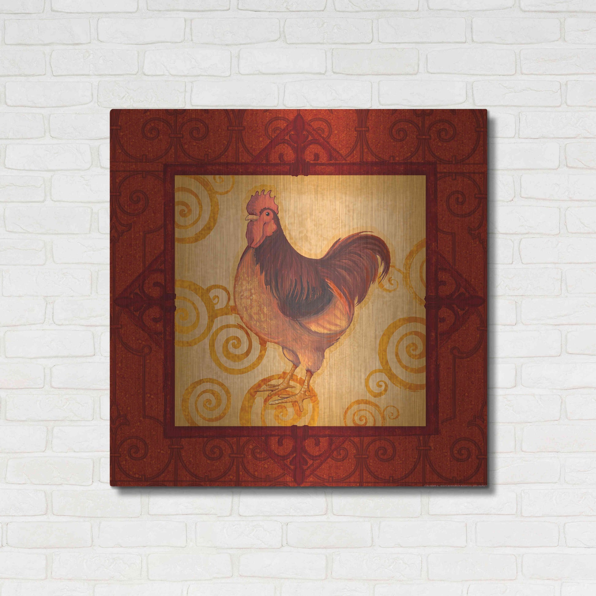 Luxe Metal Art 'Rooster 3' by Viv Eisner, Metal Wall Art,36x36