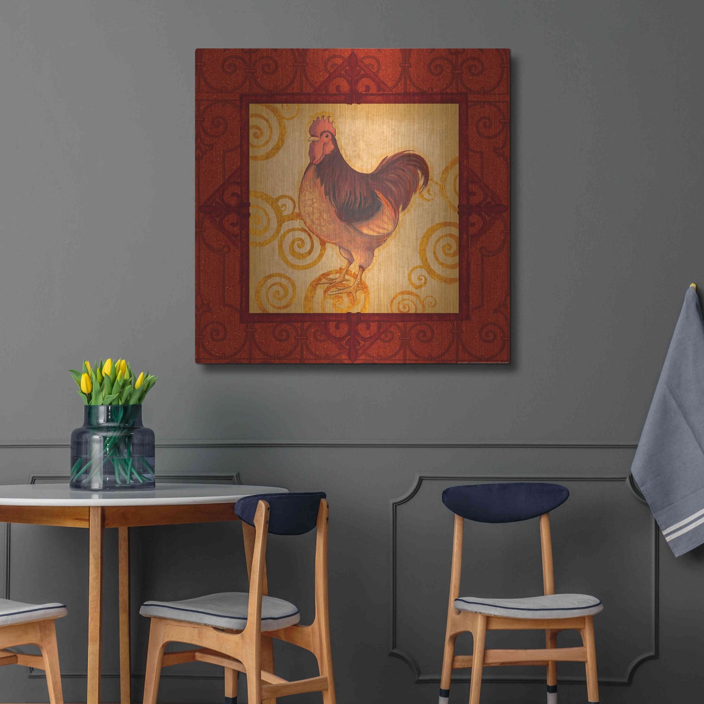 Luxe Metal Art 'Rooster 3' by Viv Eisner, Metal Wall Art,36x36