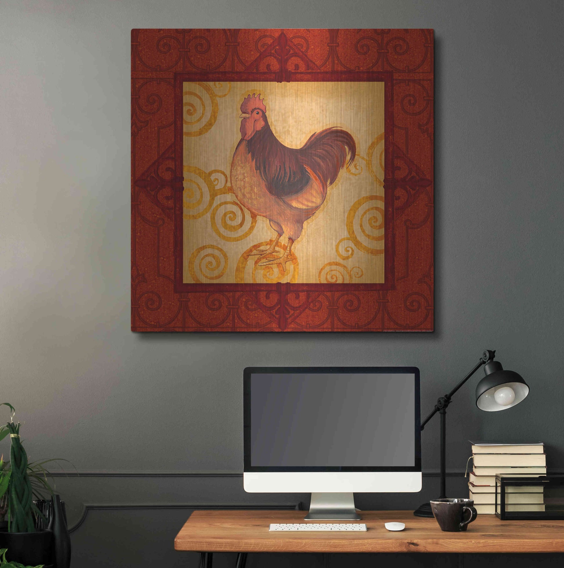 Luxe Metal Art 'Rooster 3' by Viv Eisner, Metal Wall Art,36x36