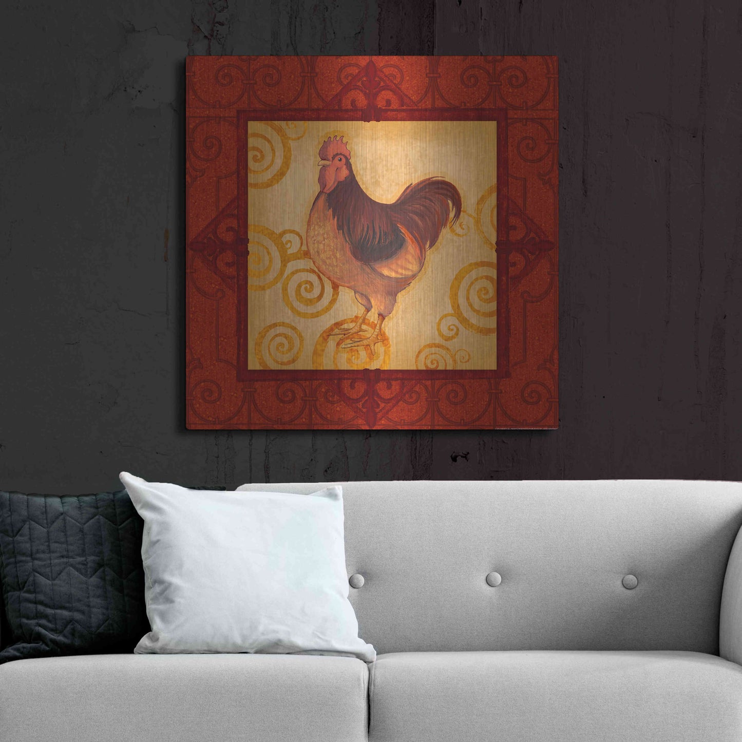 Luxe Metal Art 'Rooster 3' by Viv Eisner, Metal Wall Art,36x36