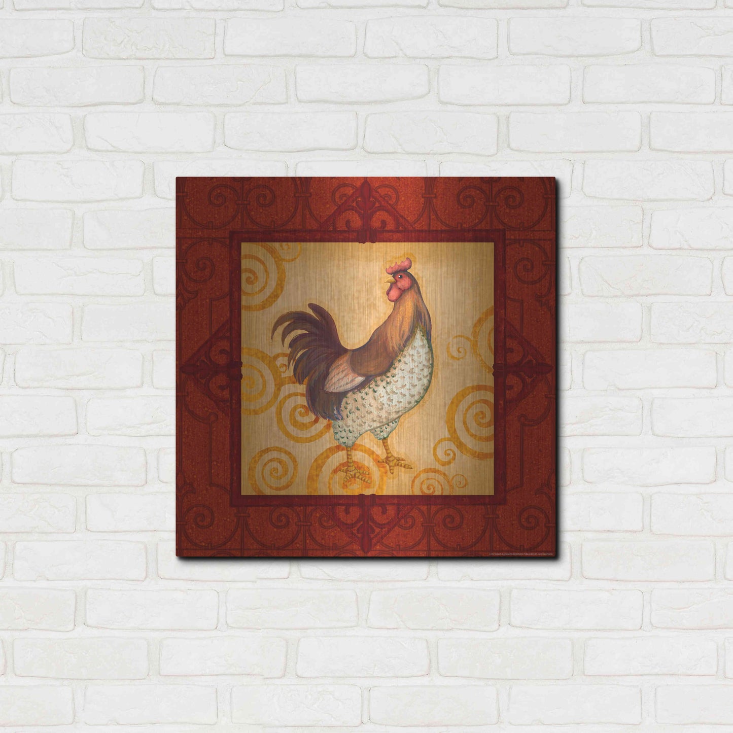 Luxe Metal Art 'Rooster 4' by Viv Eisner, Metal Wall Art,24x24