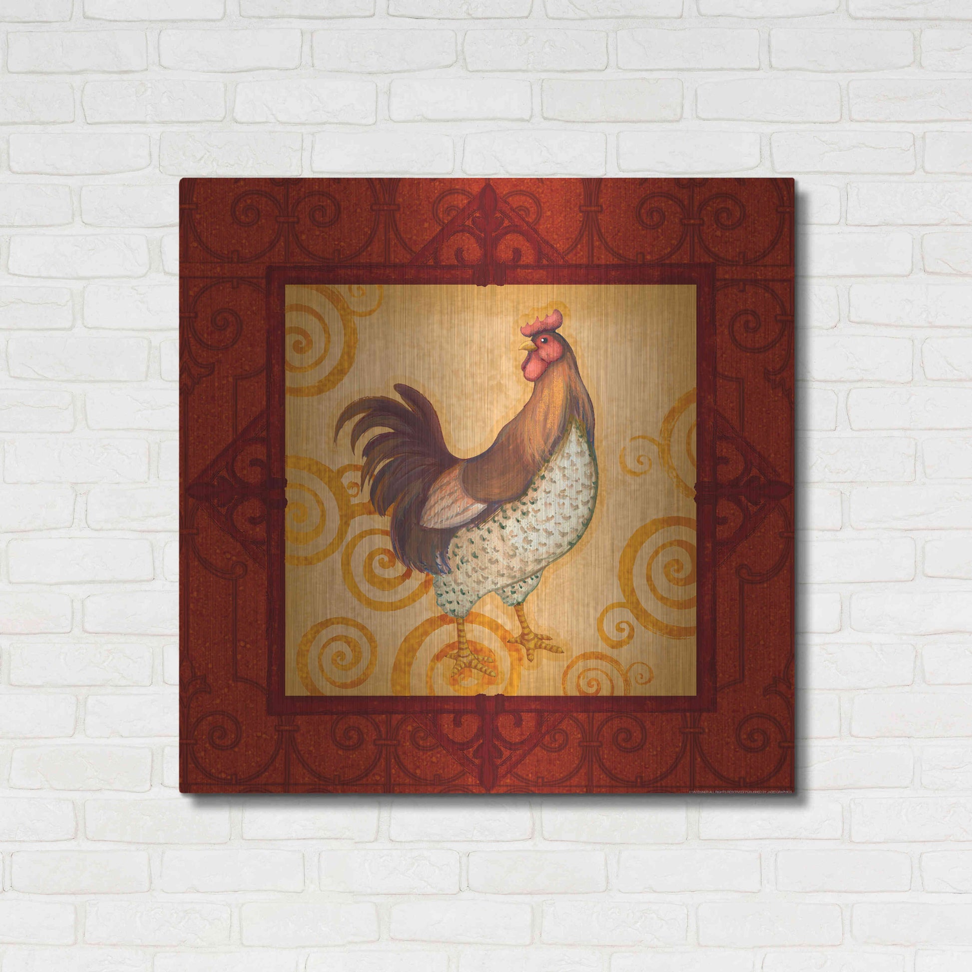 Luxe Metal Art 'Rooster 4' by Viv Eisner, Metal Wall Art,36x36