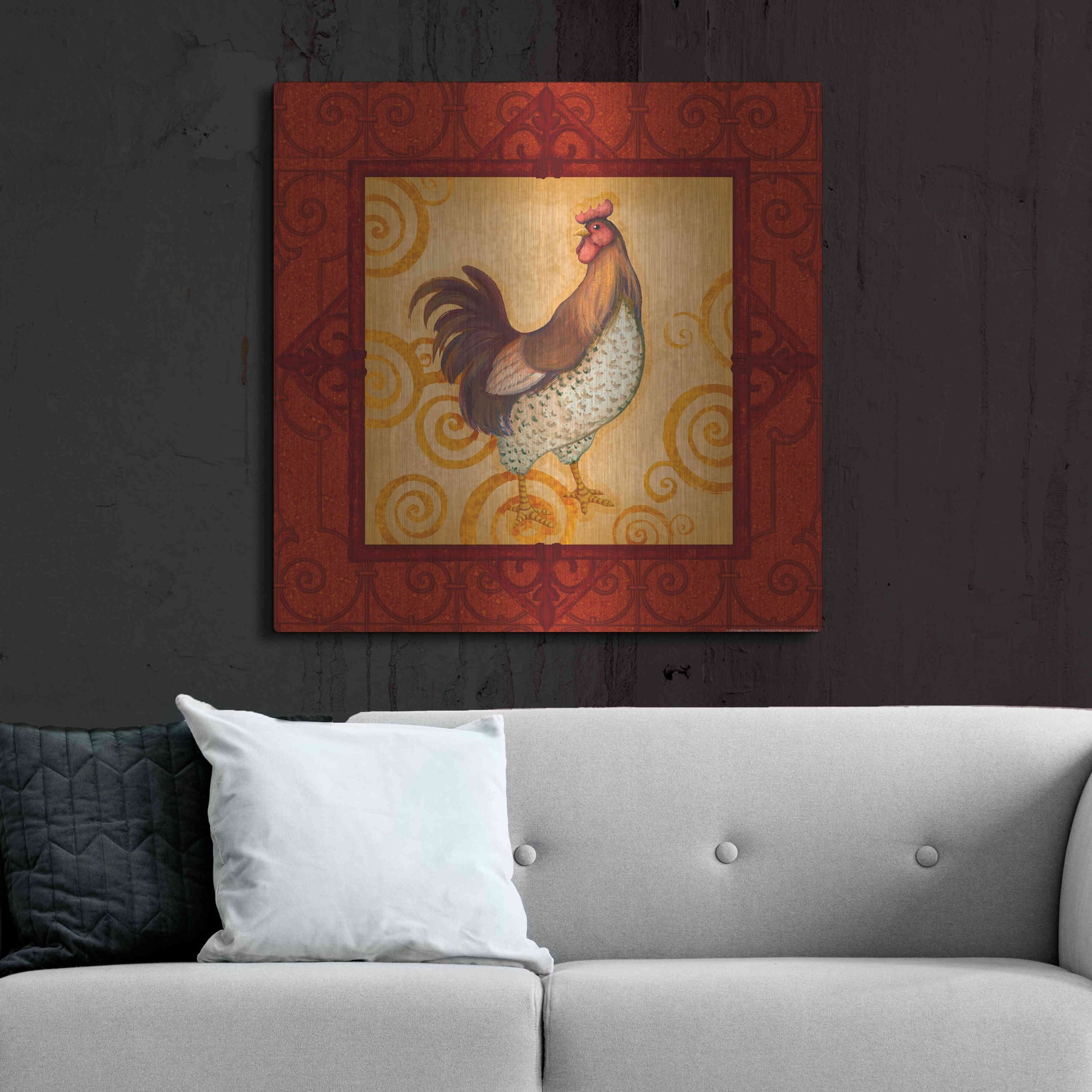 Luxe Metal Art 'Rooster 4' by Viv Eisner, Metal Wall Art,36x36