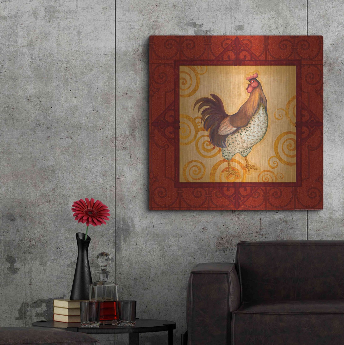 Luxe Metal Art 'Rooster 4' by Viv Eisner, Metal Wall Art,36x36