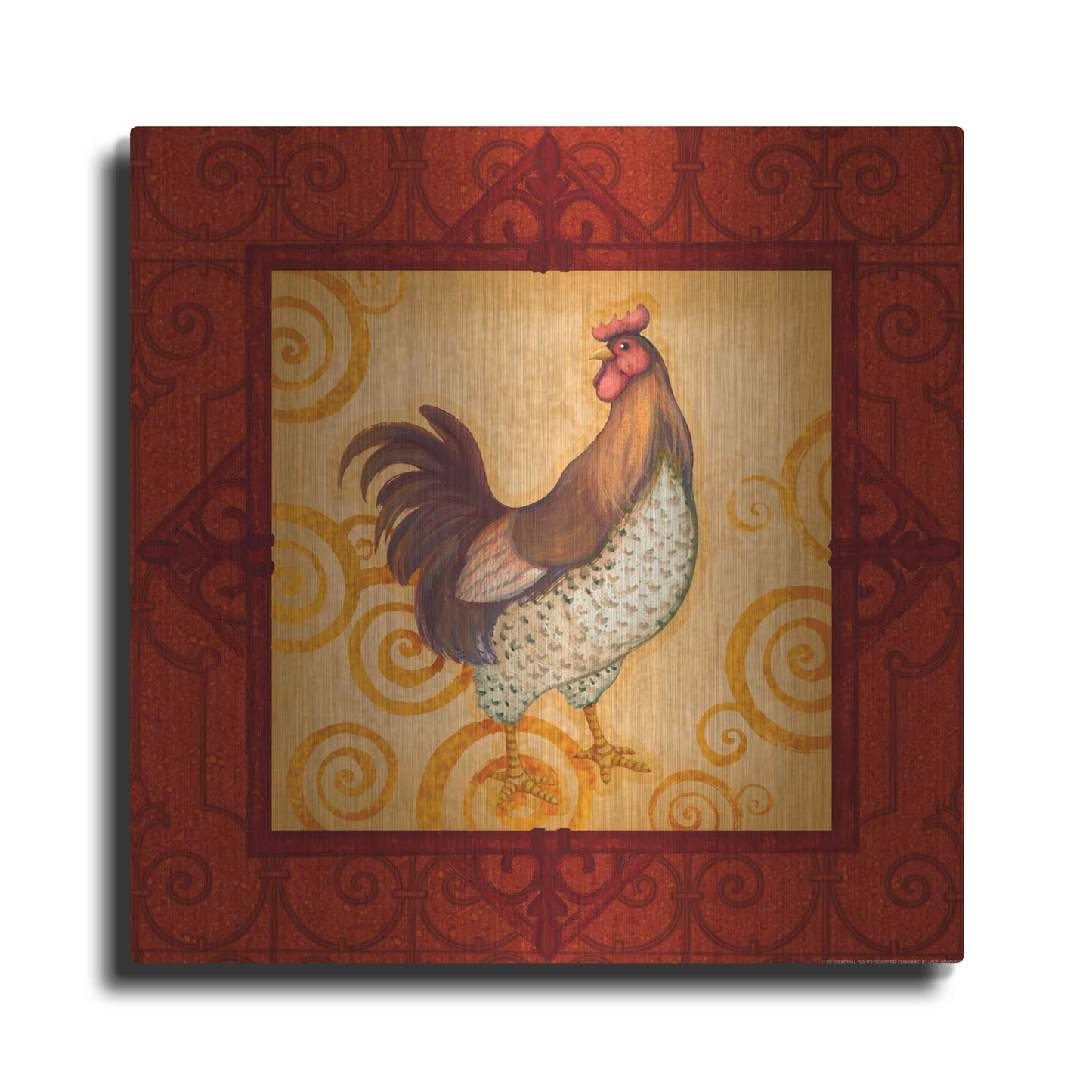 Luxe Metal Art 'Rooster 4' by Viv Eisner, Metal Wall Art