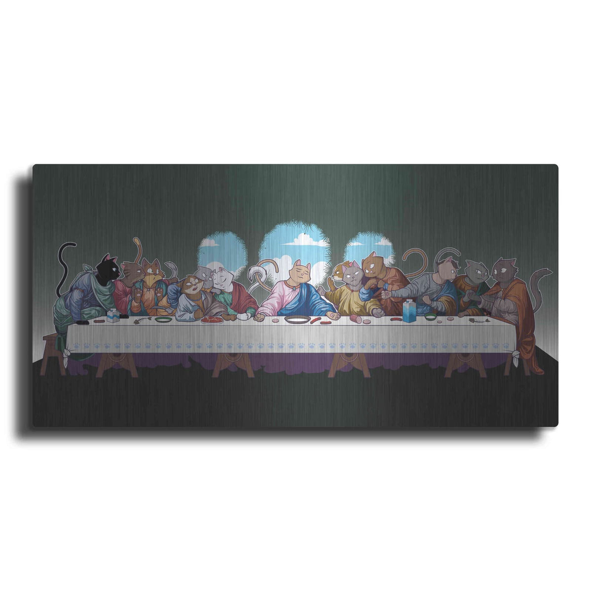'The Cat's Last Supper' by Maxim – Metal Wall Art