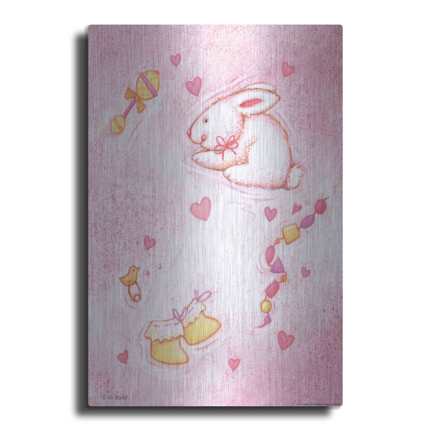 Luxe Metal Art 'Nursery 1 Bunny' by Viv Eisner, Metal Wall Art