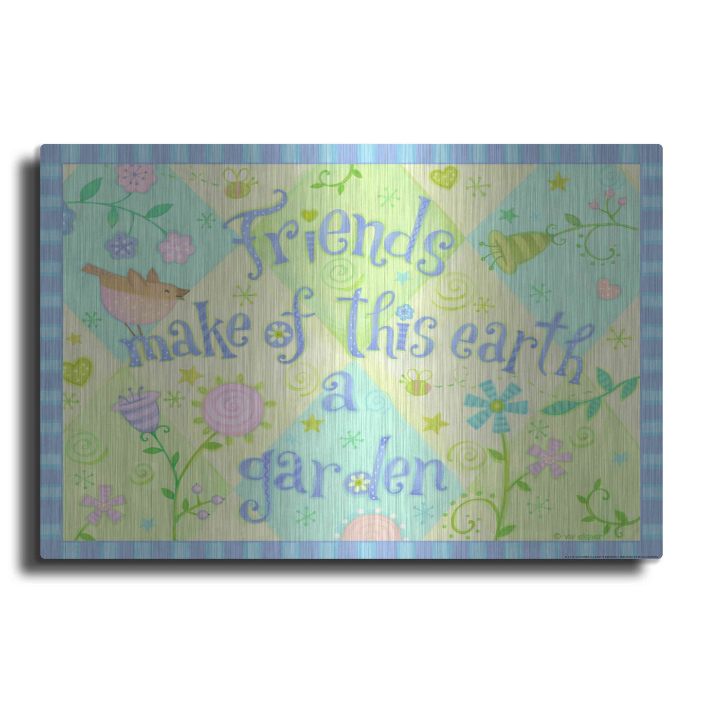 Luxe Metal Art 'Sayings 1 Friends' by Viv Eisner, Metal Wall Art