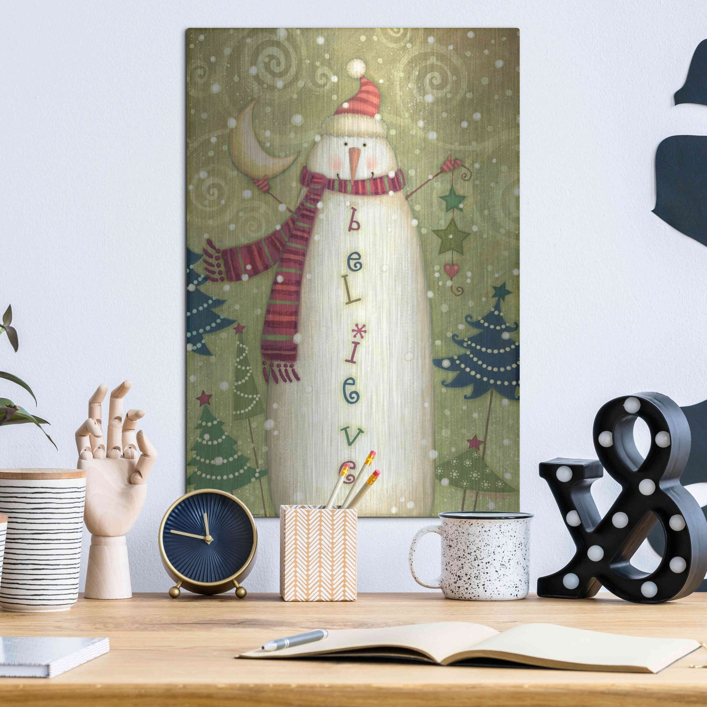 Luxe Metal Art 'Believe 1 Nb' by Viv Eisner, Metal Wall Art,12x16