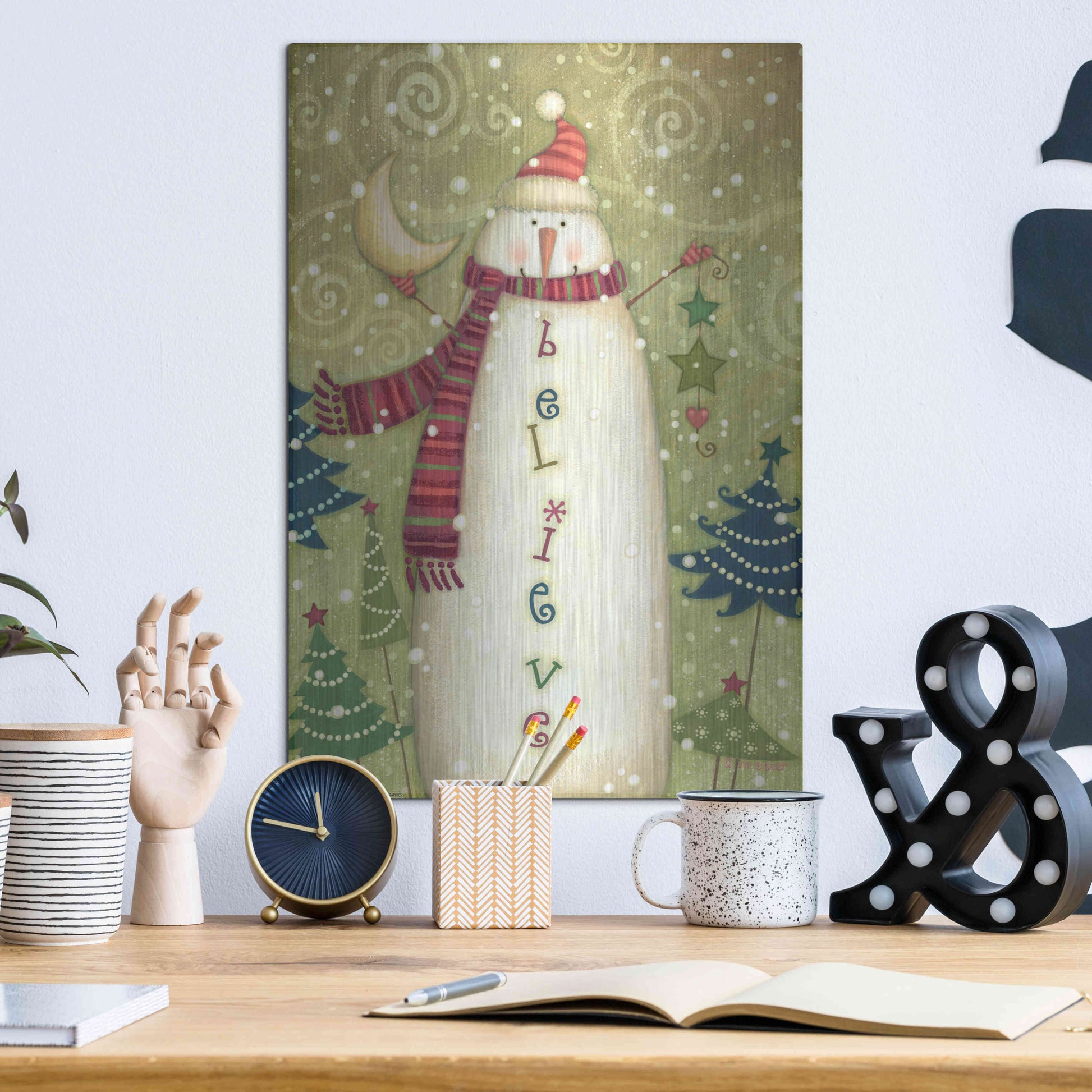 Luxe Metal Art 'Believe 1 Nb' by Viv Eisner, Metal Wall Art,12x16