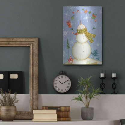 Luxe Metal Art 'Snowman 1 Nb' by Viv Eisner, Metal Wall Art,12x16