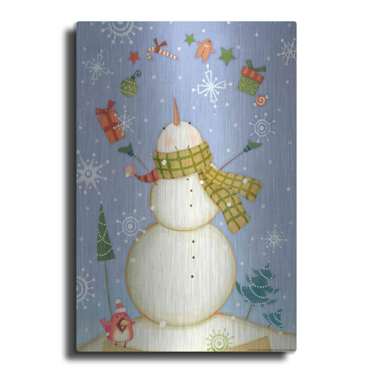 Luxe Metal Art 'Snowman 1 Nb' by Viv Eisner, Metal Wall Art