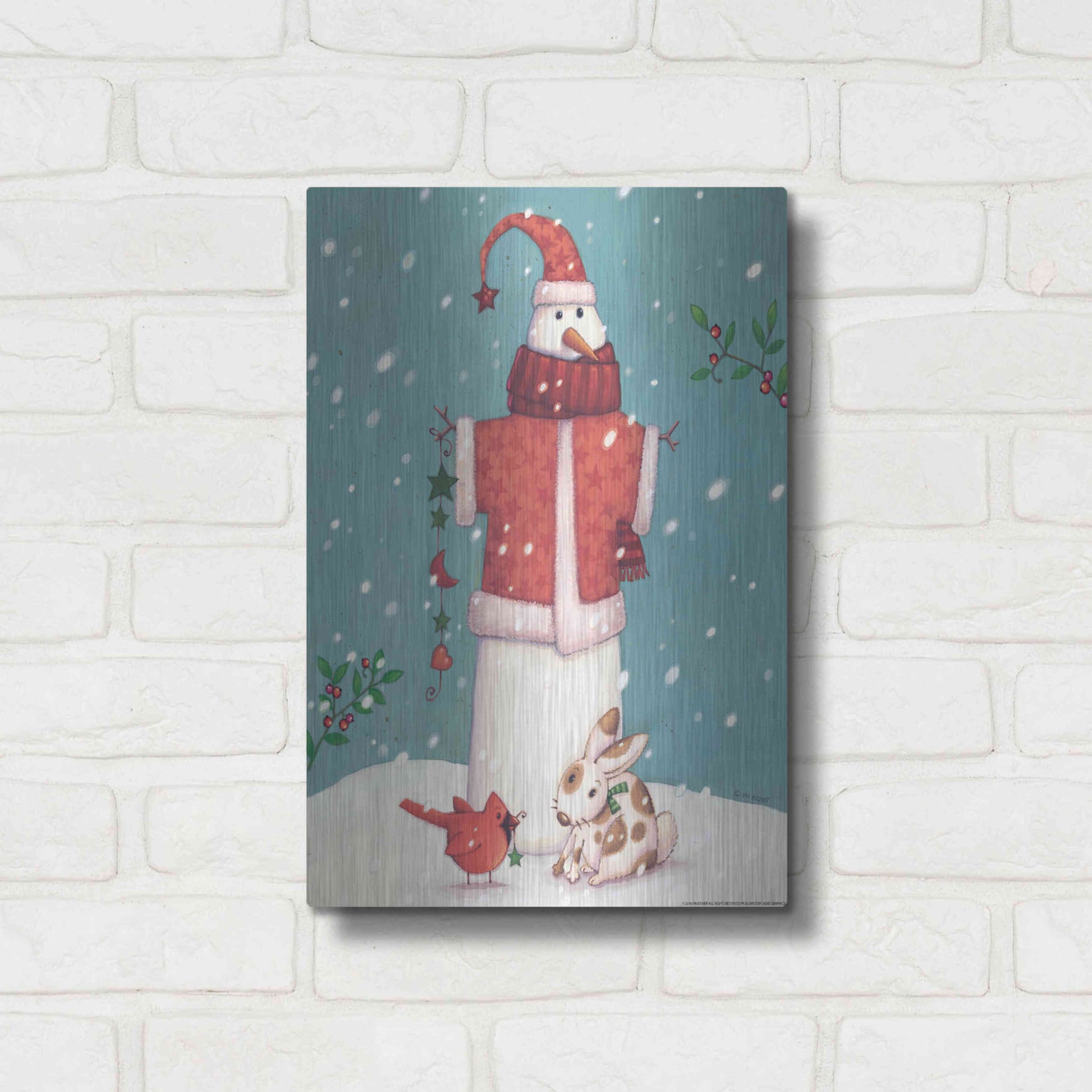 Luxe Metal Art 'Snowman 3' by Viv Eisner, Metal Wall Art,12x16