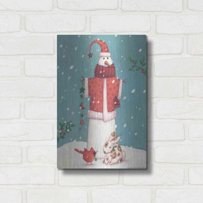 Luxe Metal Art 'Snowman 3' by Viv Eisner, Metal Wall Art,12x16