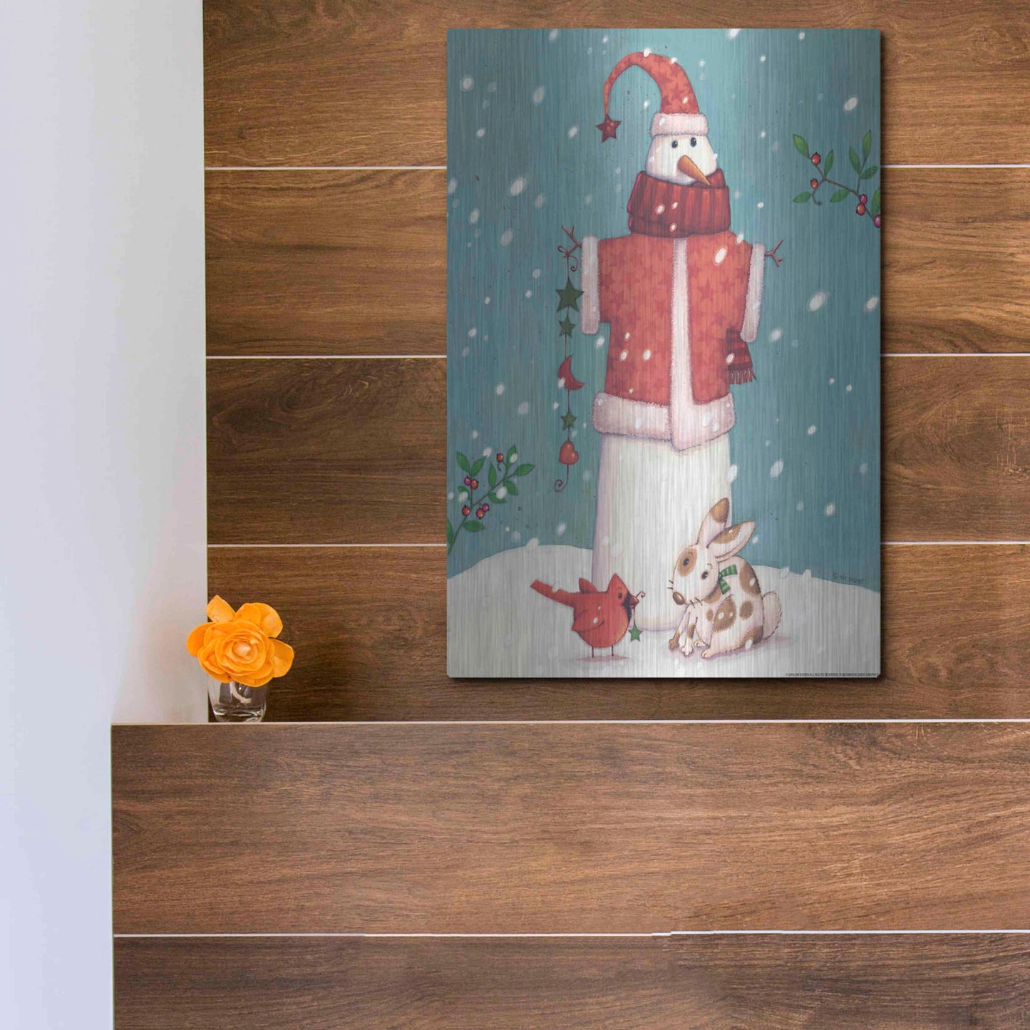 Luxe Metal Art 'Snowman 3' by Viv Eisner, Metal Wall Art,12x16