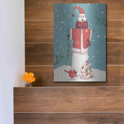 Luxe Metal Art 'Snowman 3' by Viv Eisner, Metal Wall Art,12x16