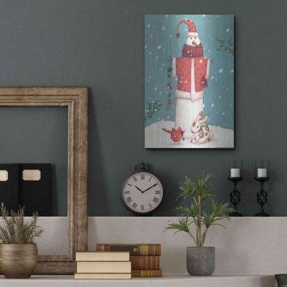 Luxe Metal Art 'Snowman 3' by Viv Eisner, Metal Wall Art,12x16