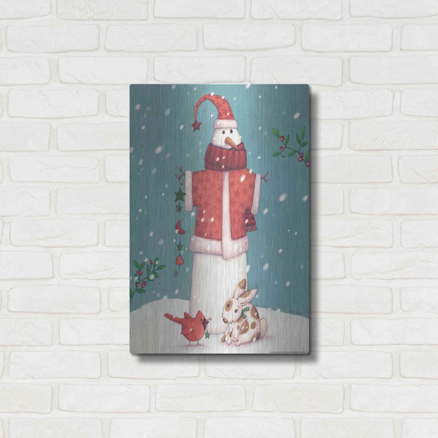 Luxe Metal Art 'Snowman 3' by Viv Eisner, Metal Wall Art,16x24
