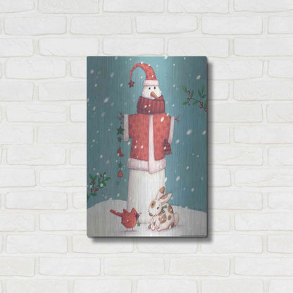 Luxe Metal Art 'Snowman 3' by Viv Eisner, Metal Wall Art,16x24