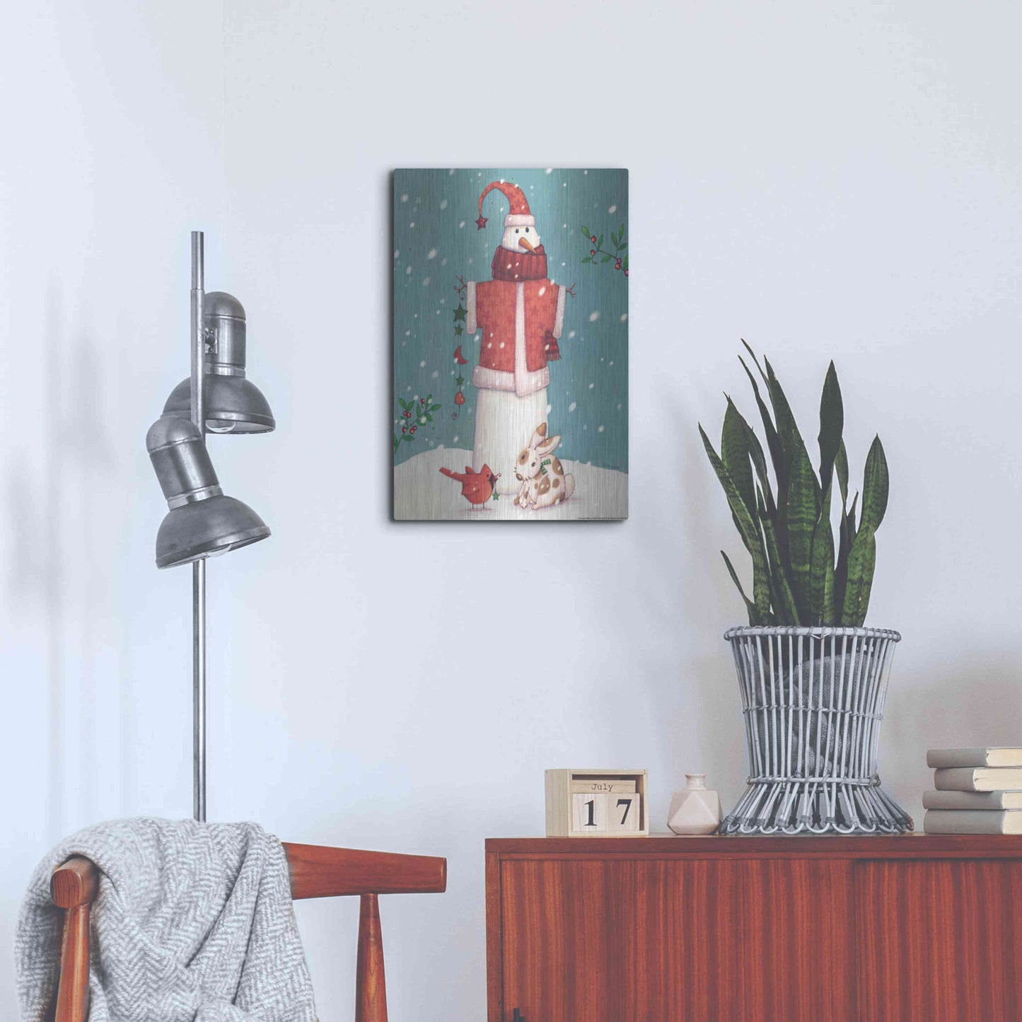Luxe Metal Art 'Snowman 3' by Viv Eisner, Metal Wall Art,16x24