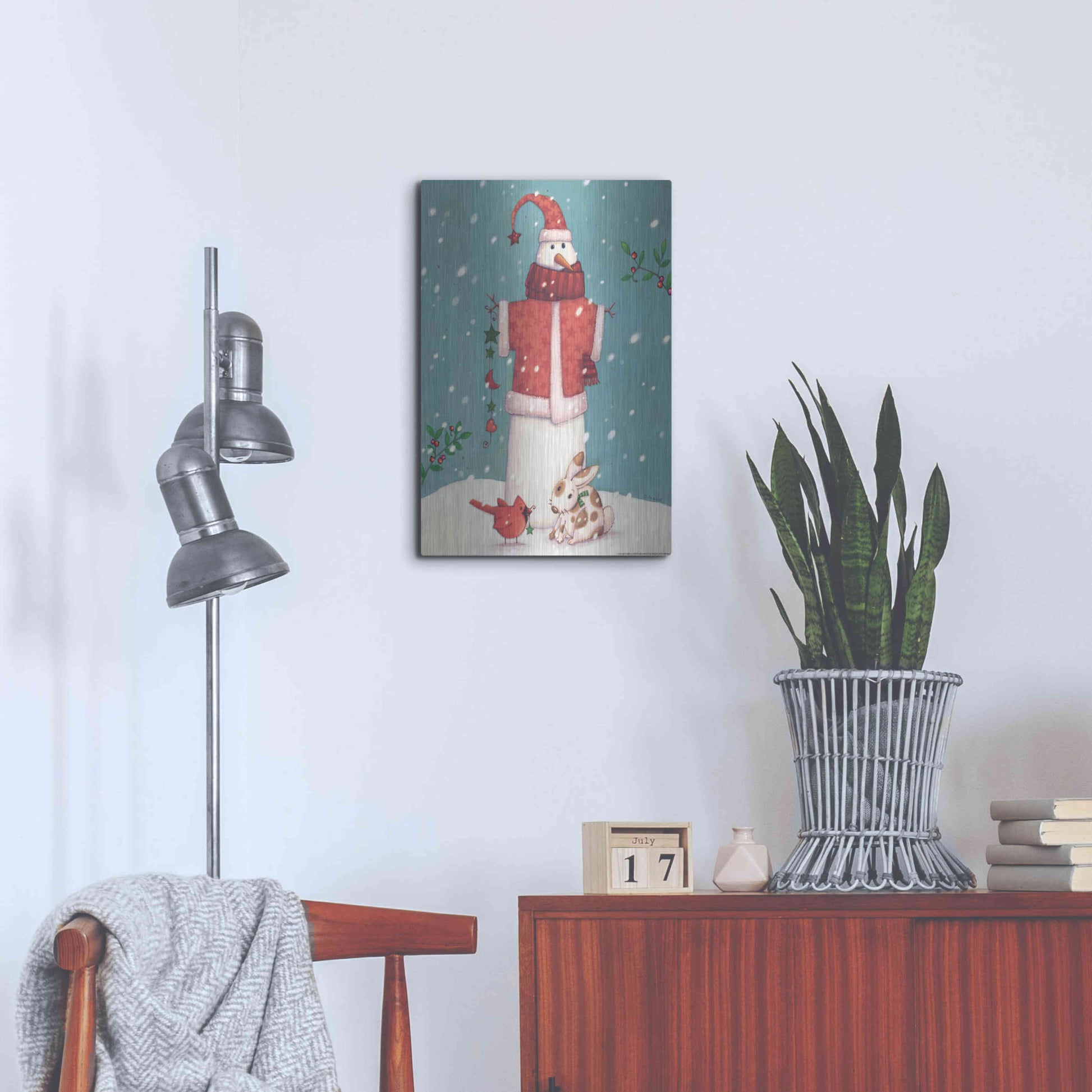 Luxe Metal Art 'Snowman 3' by Viv Eisner, Metal Wall Art,16x24