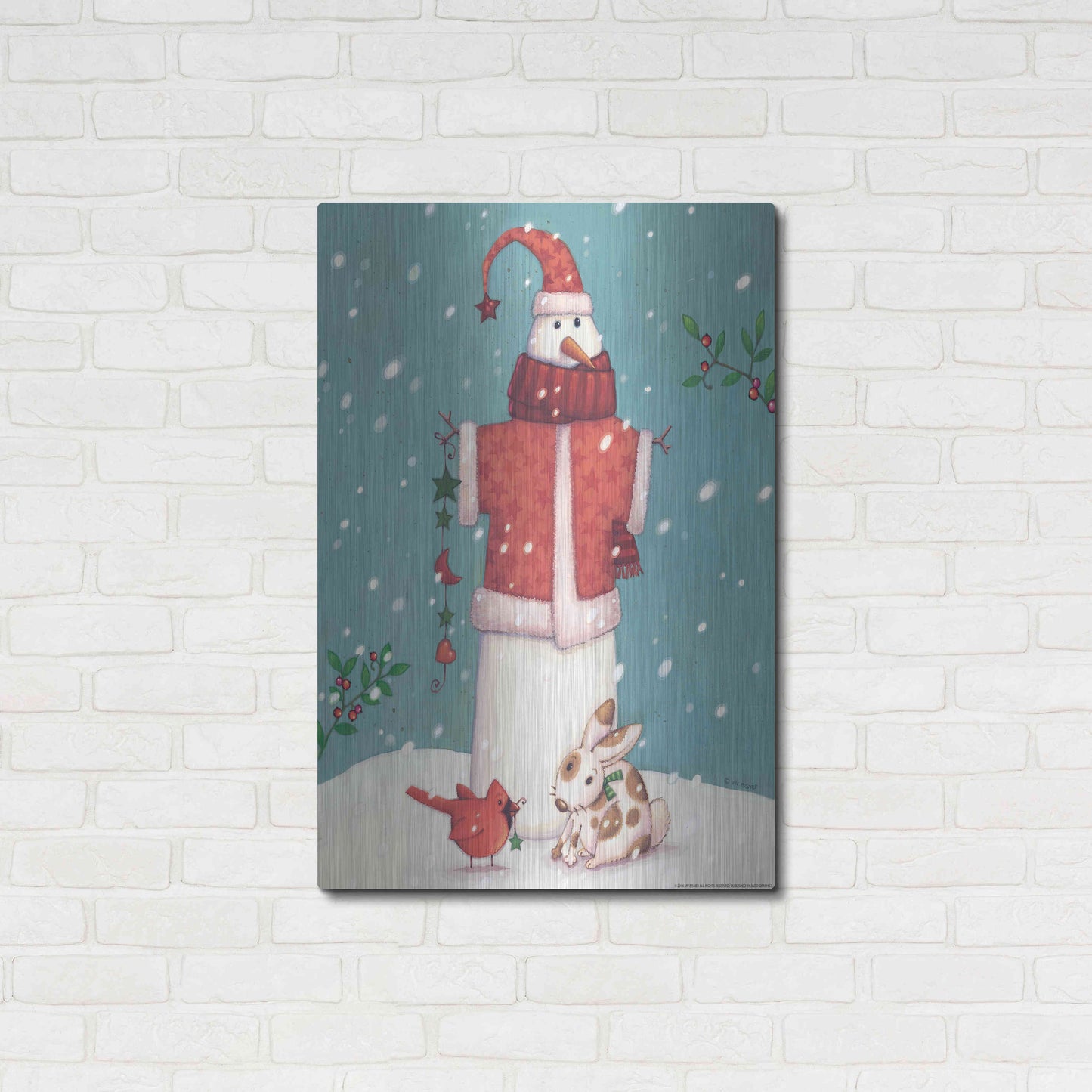 Luxe Metal Art 'Snowman 3' by Viv Eisner, Metal Wall Art,24x36
