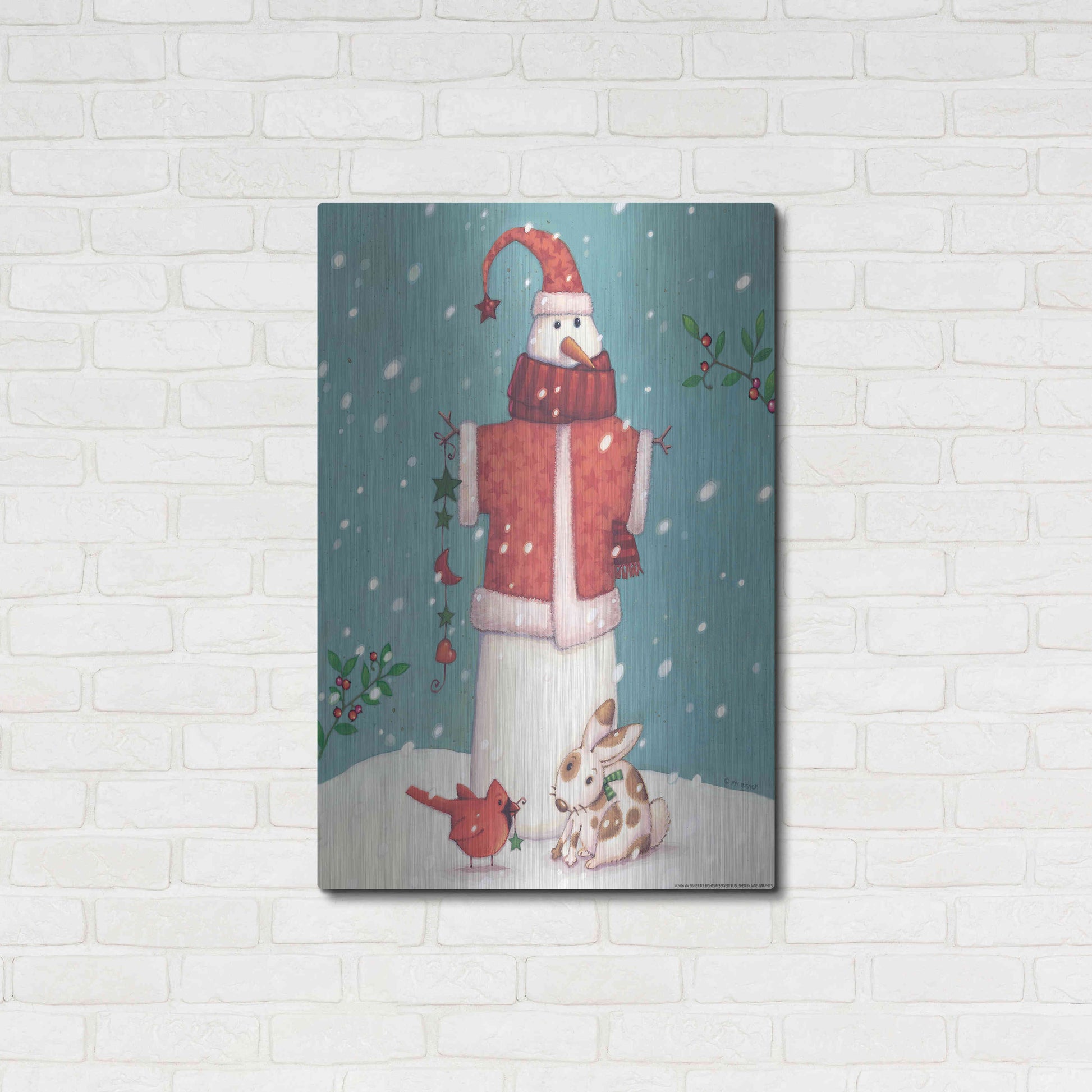 Luxe Metal Art 'Snowman 3' by Viv Eisner, Metal Wall Art,24x36