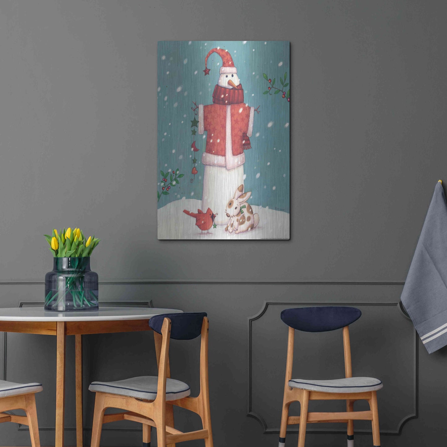 Luxe Metal Art 'Snowman 3' by Viv Eisner, Metal Wall Art,24x36