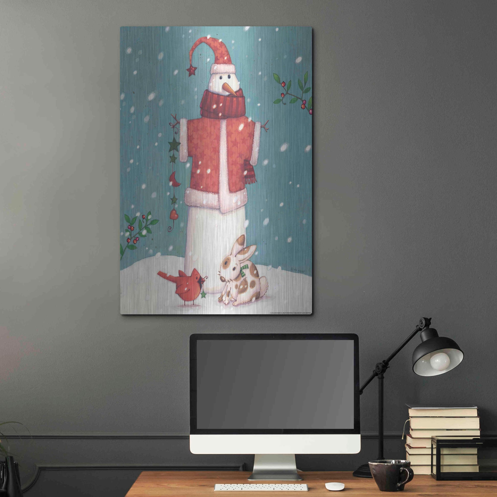 Luxe Metal Art 'Snowman 3' by Viv Eisner, Metal Wall Art,24x36