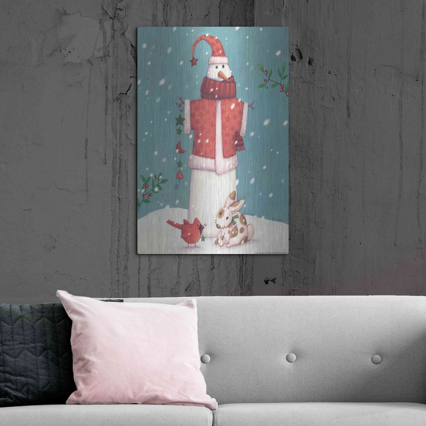 Luxe Metal Art 'Snowman 3' by Viv Eisner, Metal Wall Art,24x36