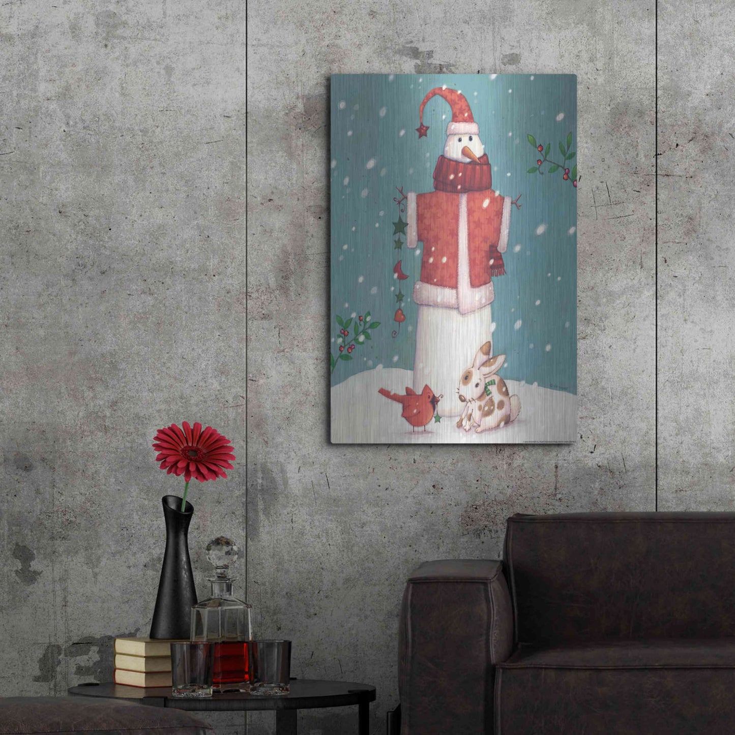 Luxe Metal Art 'Snowman 3' by Viv Eisner, Metal Wall Art,24x36