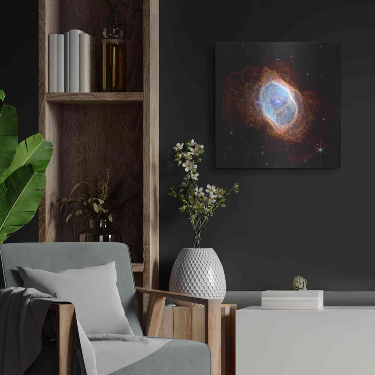 'Southern Ring Nebula' by NASA Space Photos – Metal Wall Art, 24x24 room view