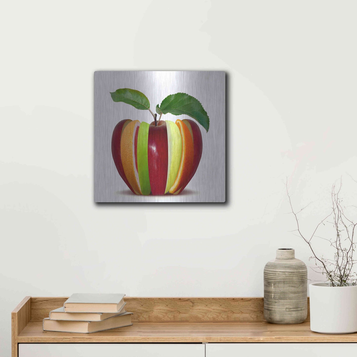 Luxe Metal Art 'Fruitfully' by Epic Portfolio, Metal Wall Art,12x12
