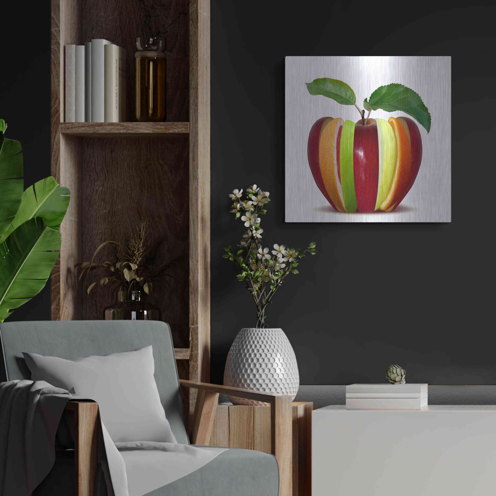 Luxe Metal Art 'Fruitfully' by Epic Portfolio, Metal Wall Art,24x24