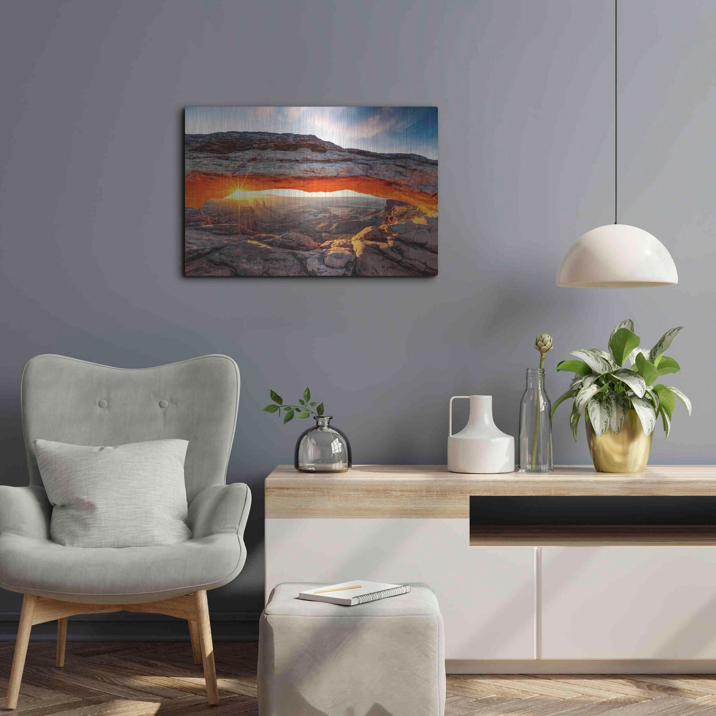 Luxe Metal Art 'Sunset Canyon' by Epic Portfolio, Metal Wall Art,24x16