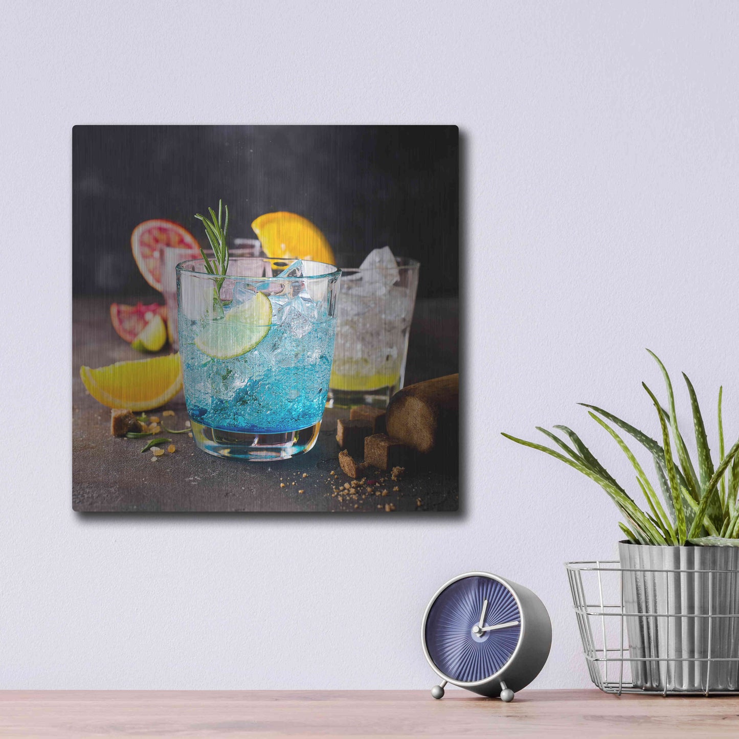 Luxe Metal Art 'Blue Hawaiian Lagoon' by Epic Portfolio, Metal Wall Art,12x12