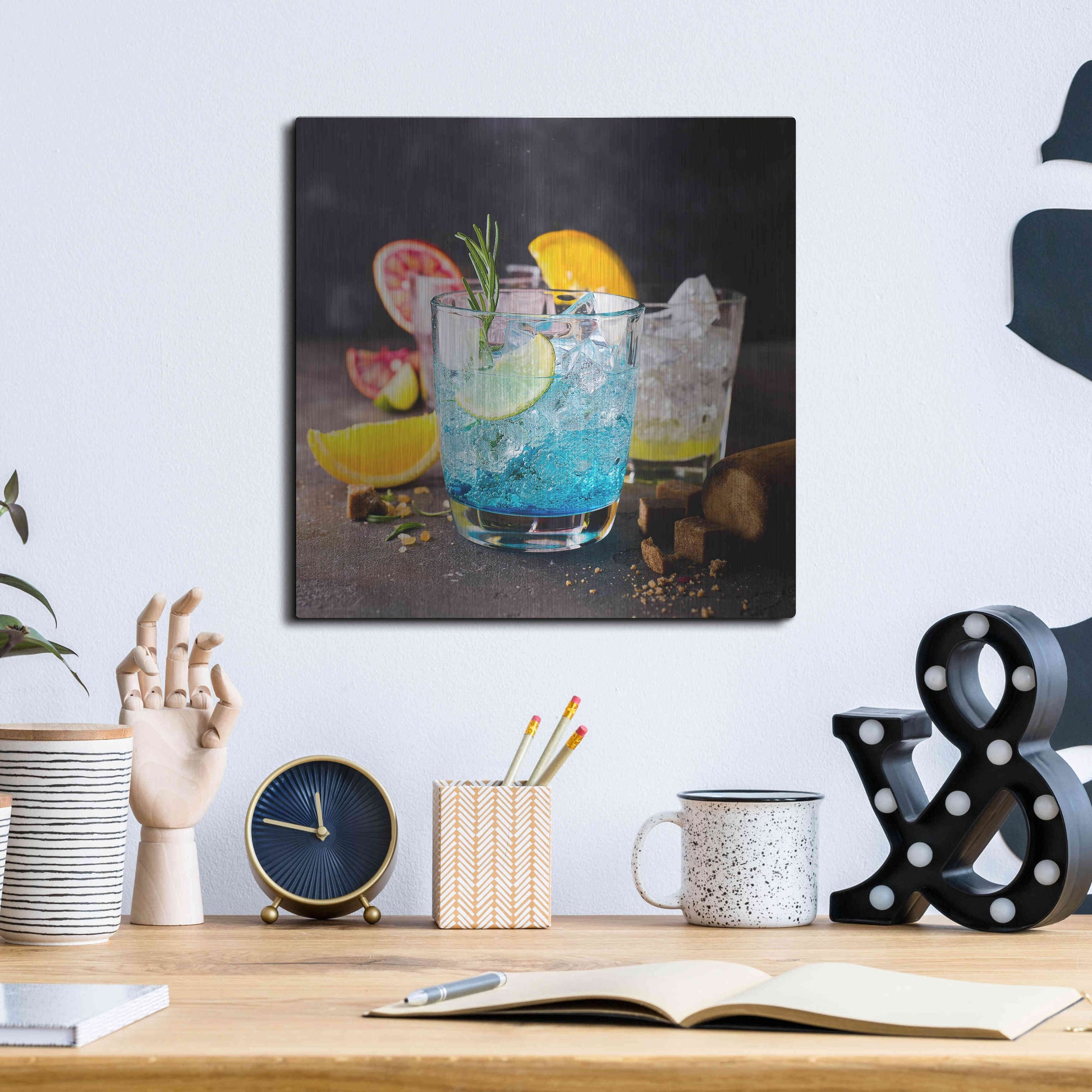 Luxe Metal Art 'Blue Hawaiian Lagoon' by Epic Portfolio, Metal Wall Art,12x12