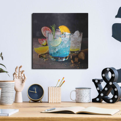 Luxe Metal Art 'Blue Hawaiian Lagoon' by Epic Portfolio, Metal Wall Art,12x12