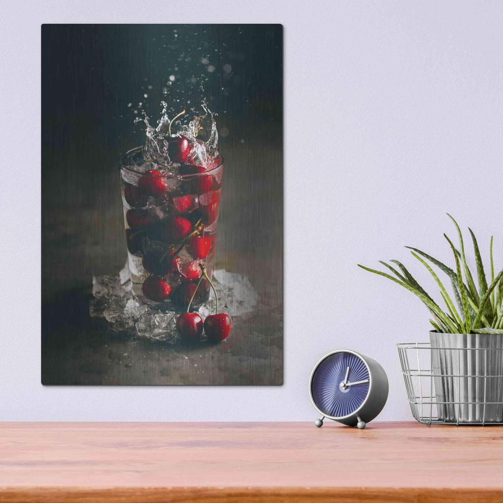 Luxe Metal Art 'Cherry Limeade Gin and Tonic' by Epic Portfolio, Metal Wall Art,12x16