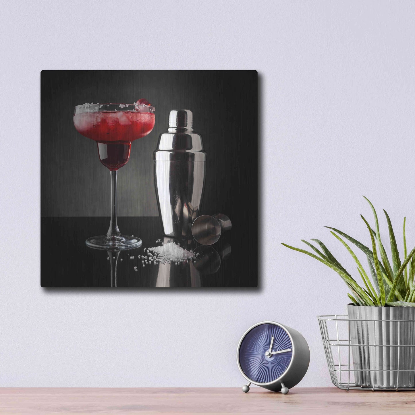 Luxe Metal Art 'Cherry Margarita' by Epic Portfolio, Metal Wall Art,12x12