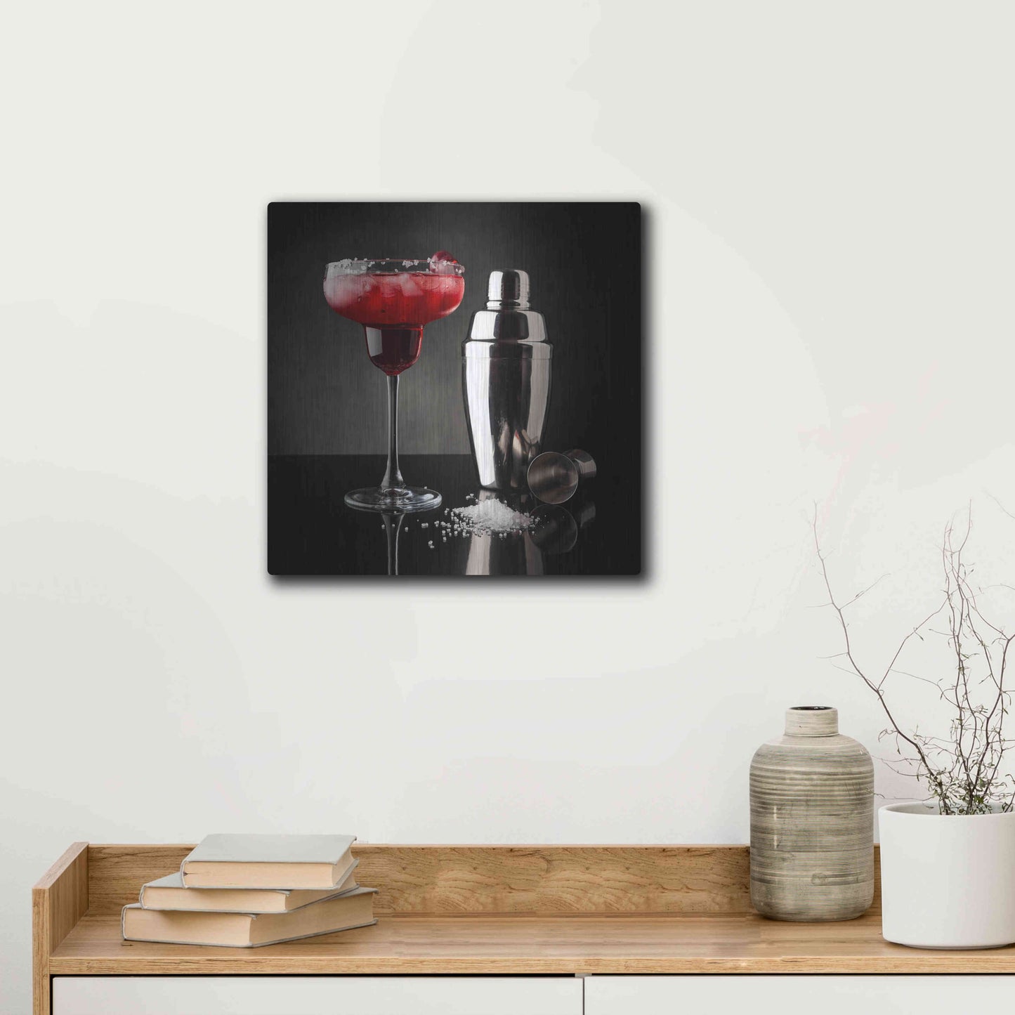 Luxe Metal Art 'Cherry Margarita' by Epic Portfolio, Metal Wall Art,12x12