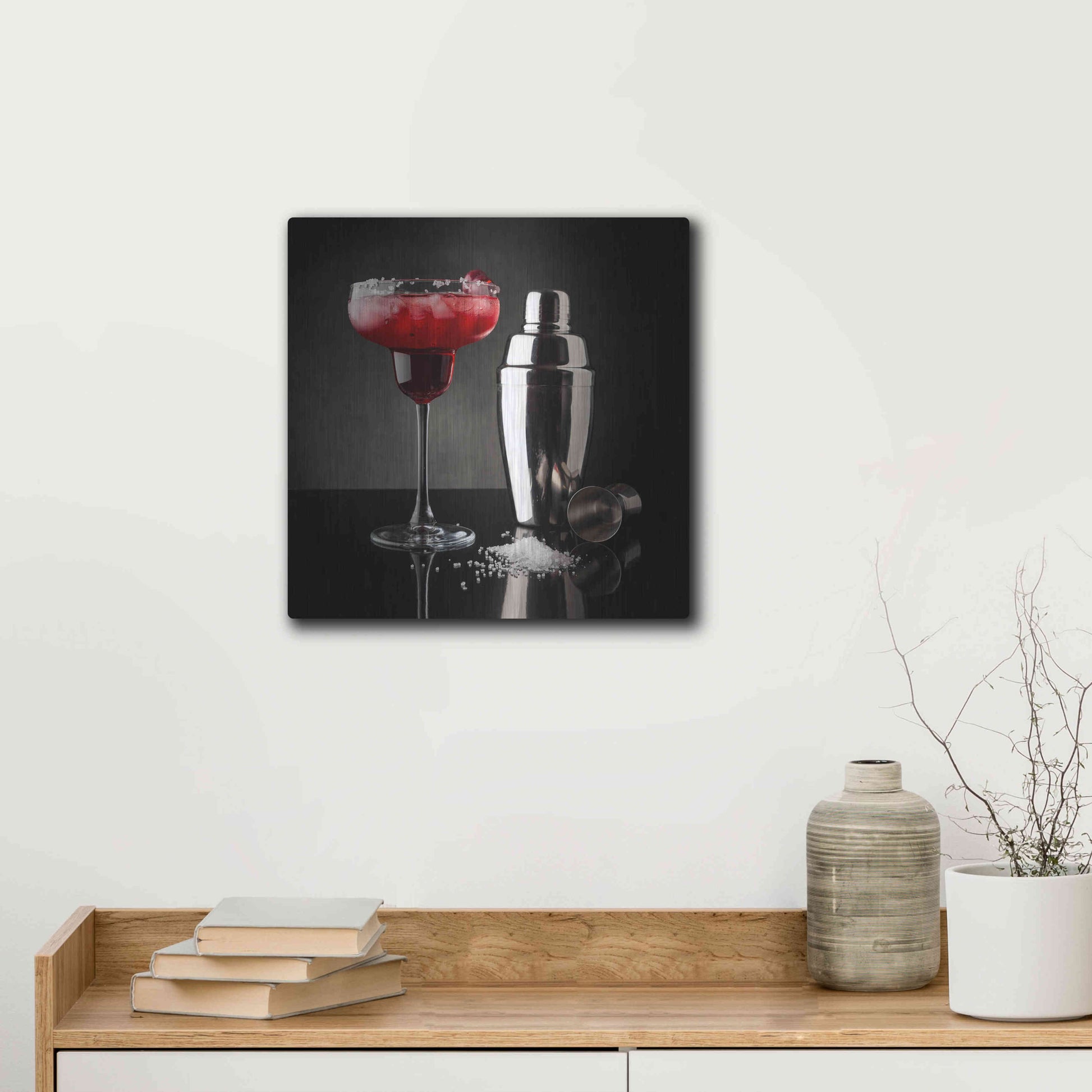 Luxe Metal Art 'Cherry Margarita' by Epic Portfolio, Metal Wall Art,12x12
