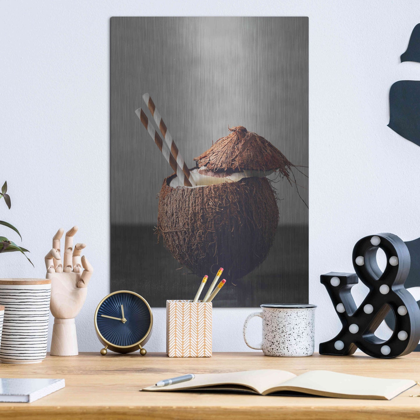 Luxe Metal Art 'Coconut Rum' by Epic Portfolio, Metal Wall Art,12x16
