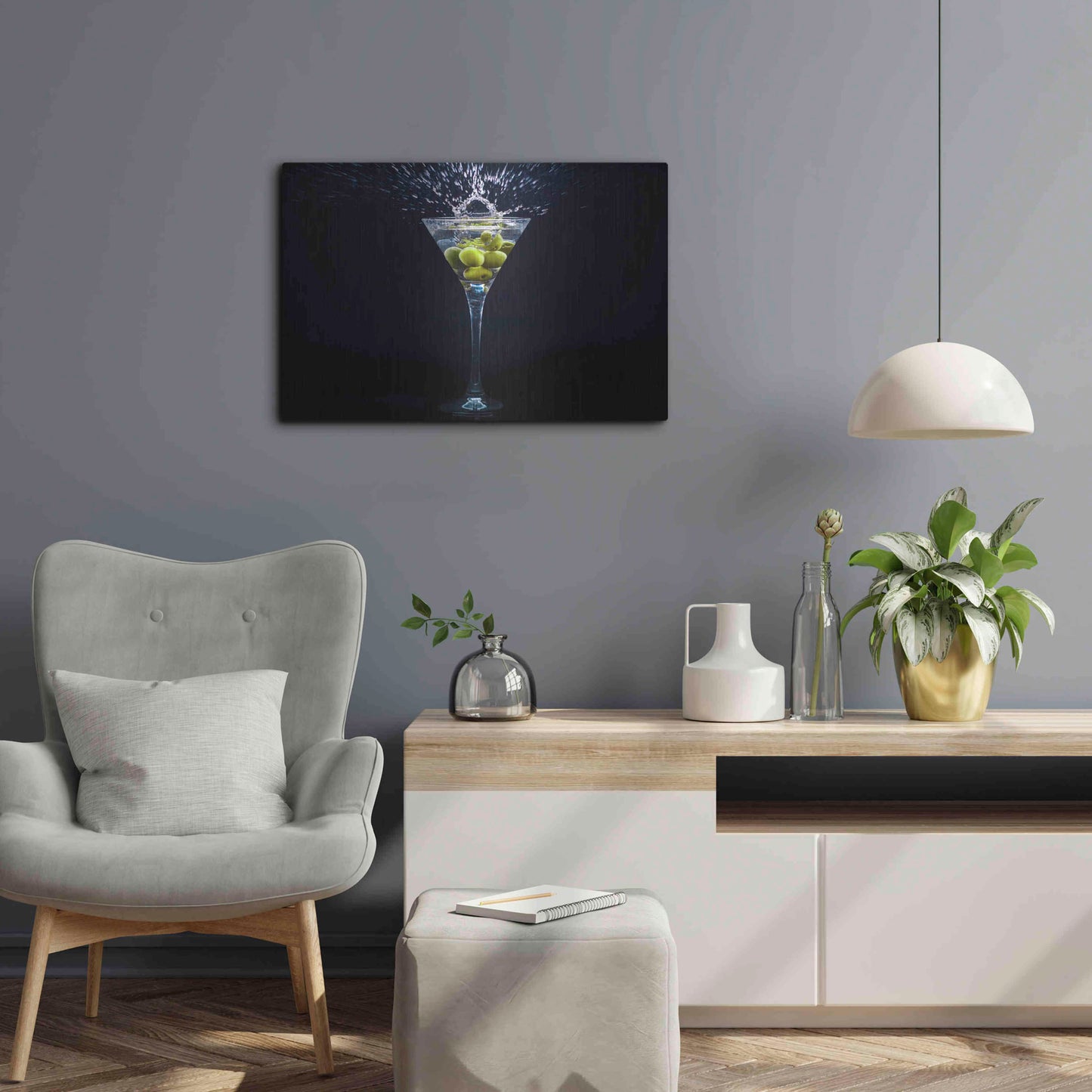 Luxe Metal Art 'Dirty Martini Splash' by Epic Portfolio, Metal Wall Art,24x16