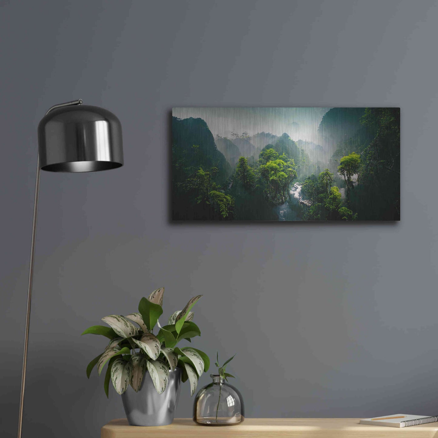 Luxe Metal Art 'Exotic Forest' by Epic Portfolio, Metal Wall Art,24x12