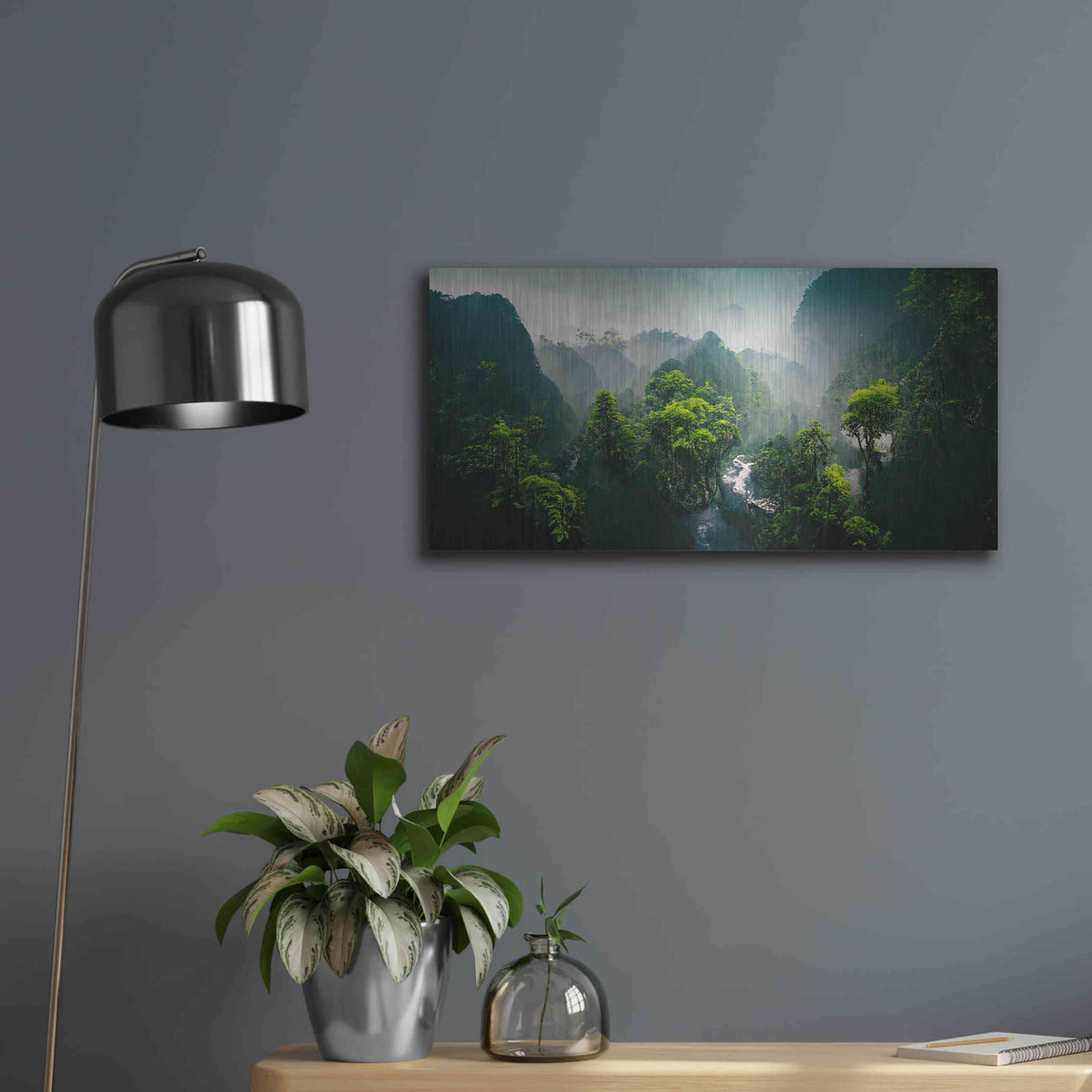 Luxe Metal Art 'Exotic Forest' by Epic Portfolio, Metal Wall Art,24x12