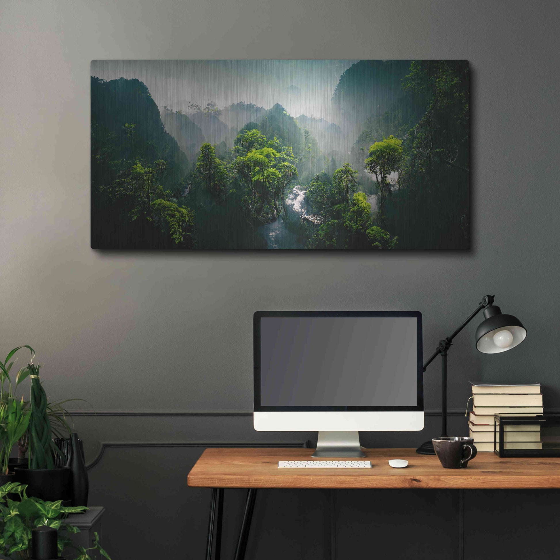 Luxe Metal Art 'Exotic Forest' by Epic Portfolio, Metal Wall Art,48x24