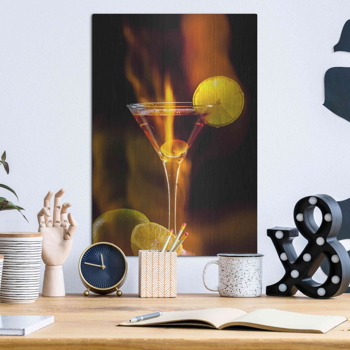 Luxe Metal Art 'Flamming Dr' by Epic Portfolio, Metal Wall Art,12x16