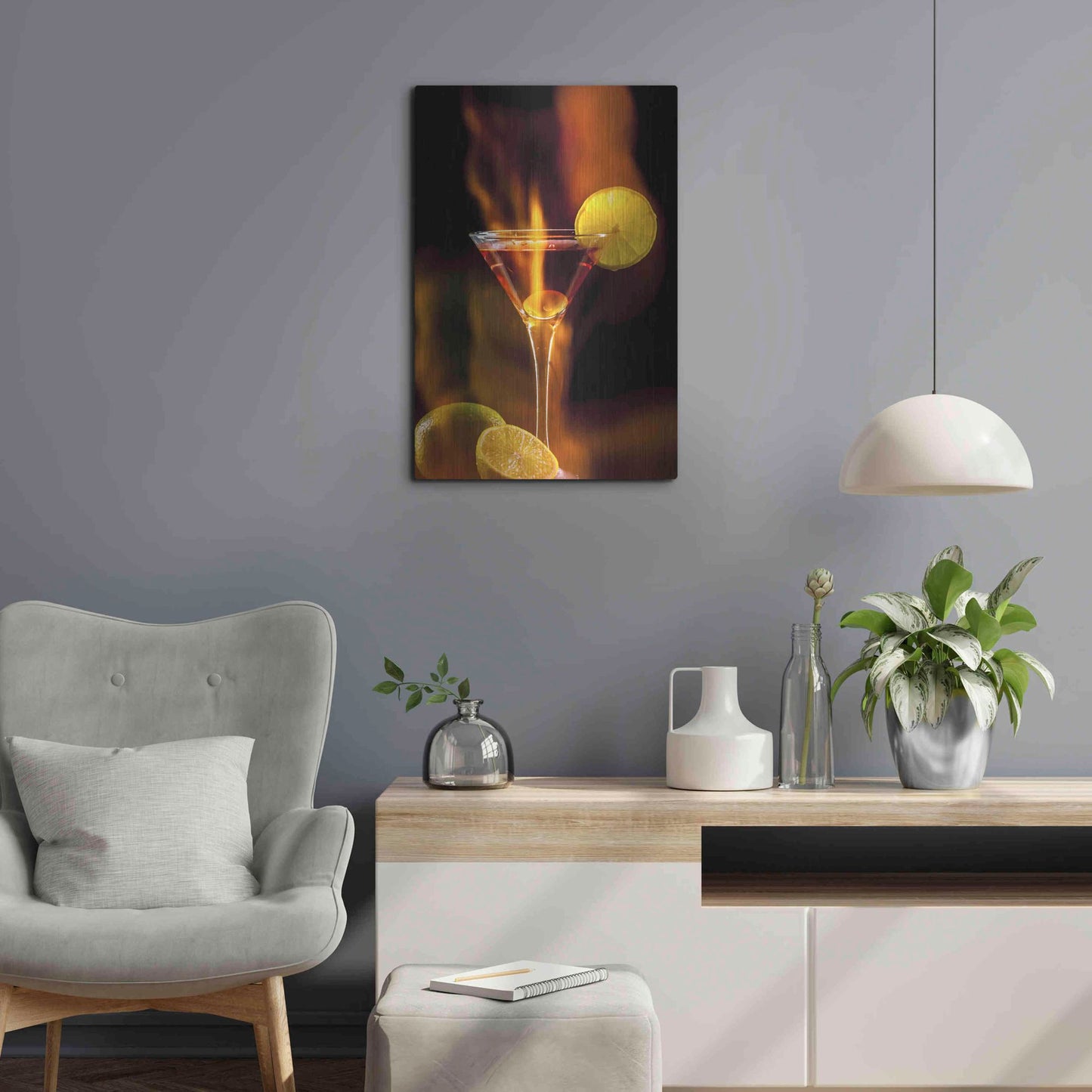 Luxe Metal Art 'Flamming Dr' by Epic Portfolio, Metal Wall Art,16x24