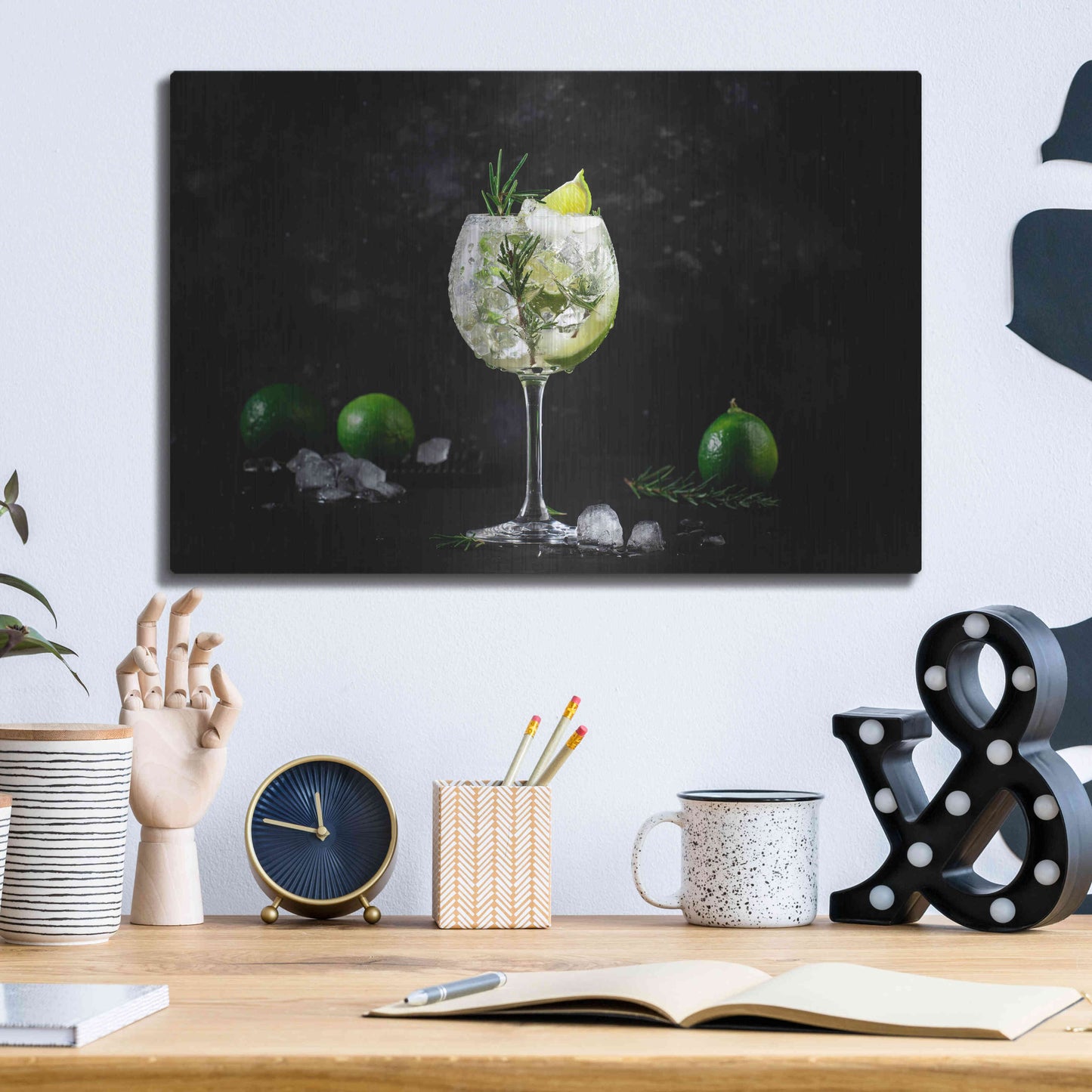 Luxe Metal Art 'Gin and Tonic' by Epic Portfolio, Metal Wall Art,16x12